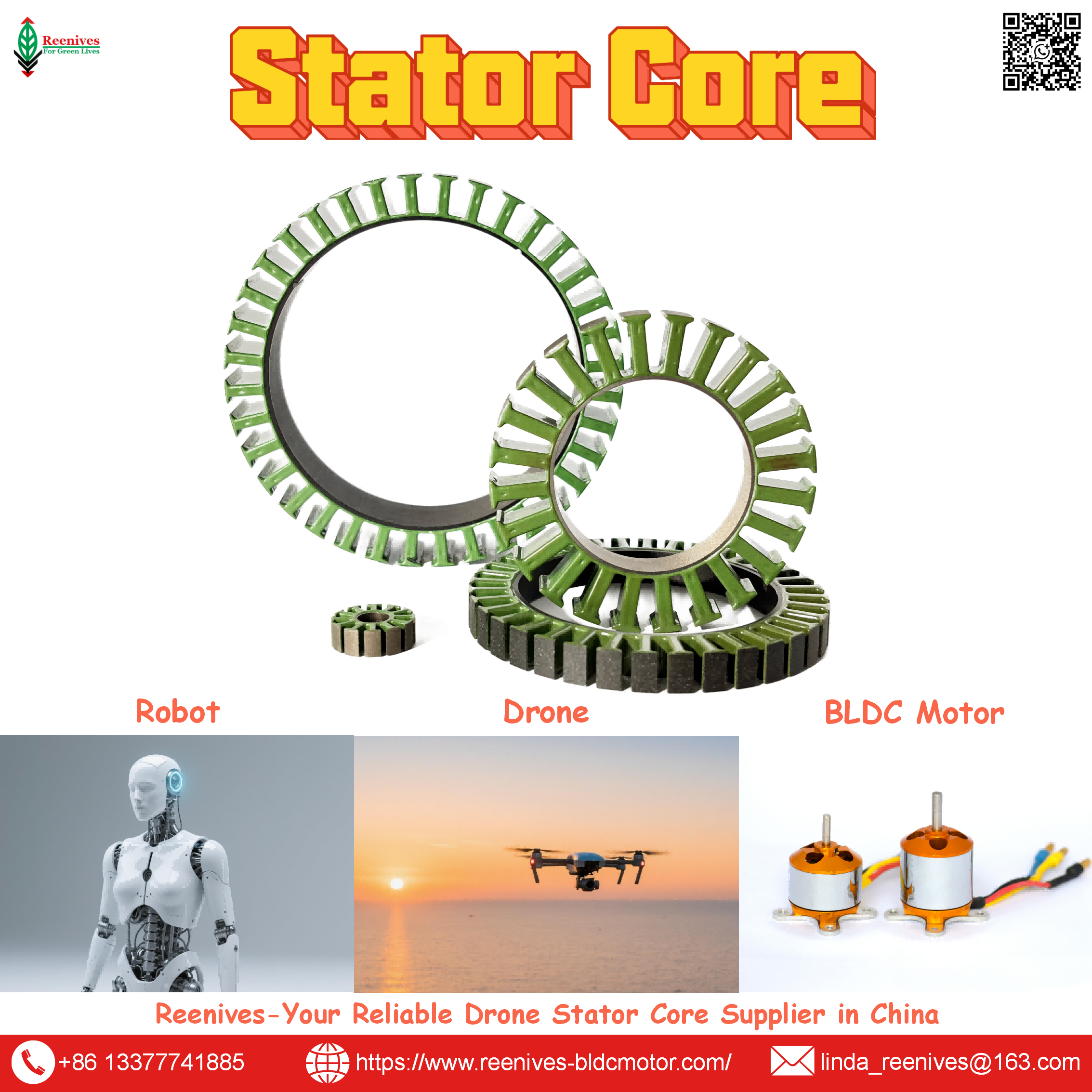 Precision rotor stator matched sets for UAV, FPV & drone motors. 0.20mm epoxy-coated, ≤10.5 W/kg loss, ±0.015mm tolerance. Free samples & global shipping.